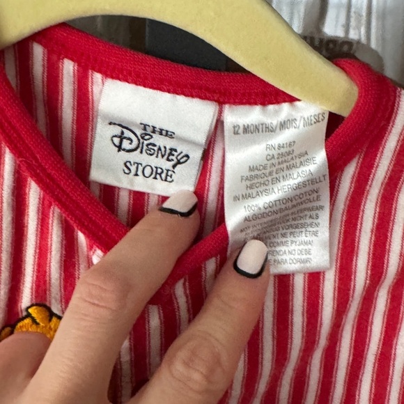 Vintage 90s Disney Store Winnie the Pooh Baby Romper onesie embroidered stripes - Picture 3 of 8
